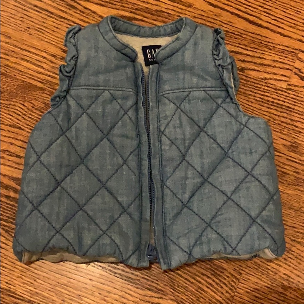 Denim puffer vest